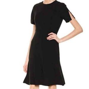 Donna Morgan Split Sleeve Fit and Flare Black Dress